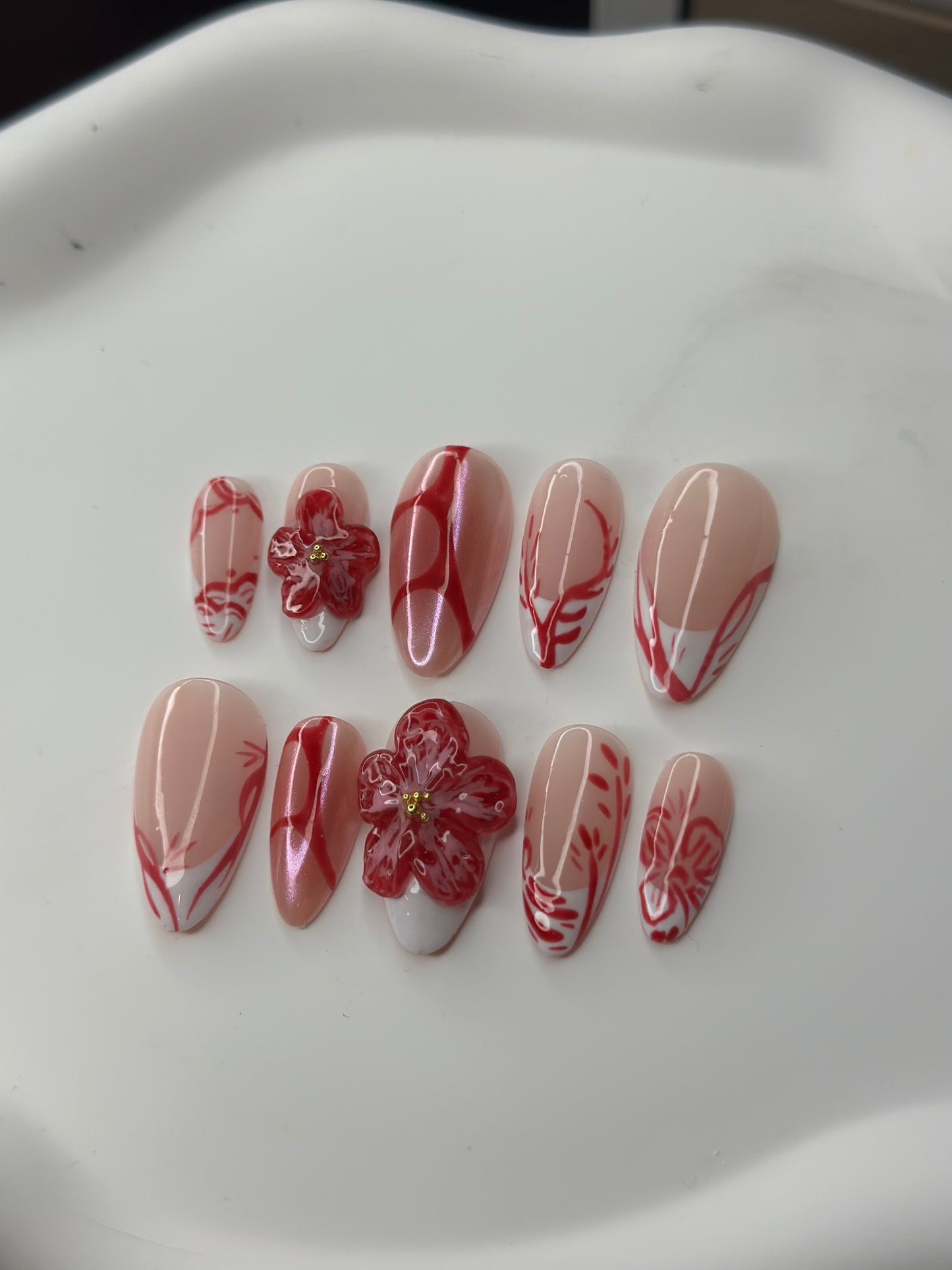 set fleur rouge