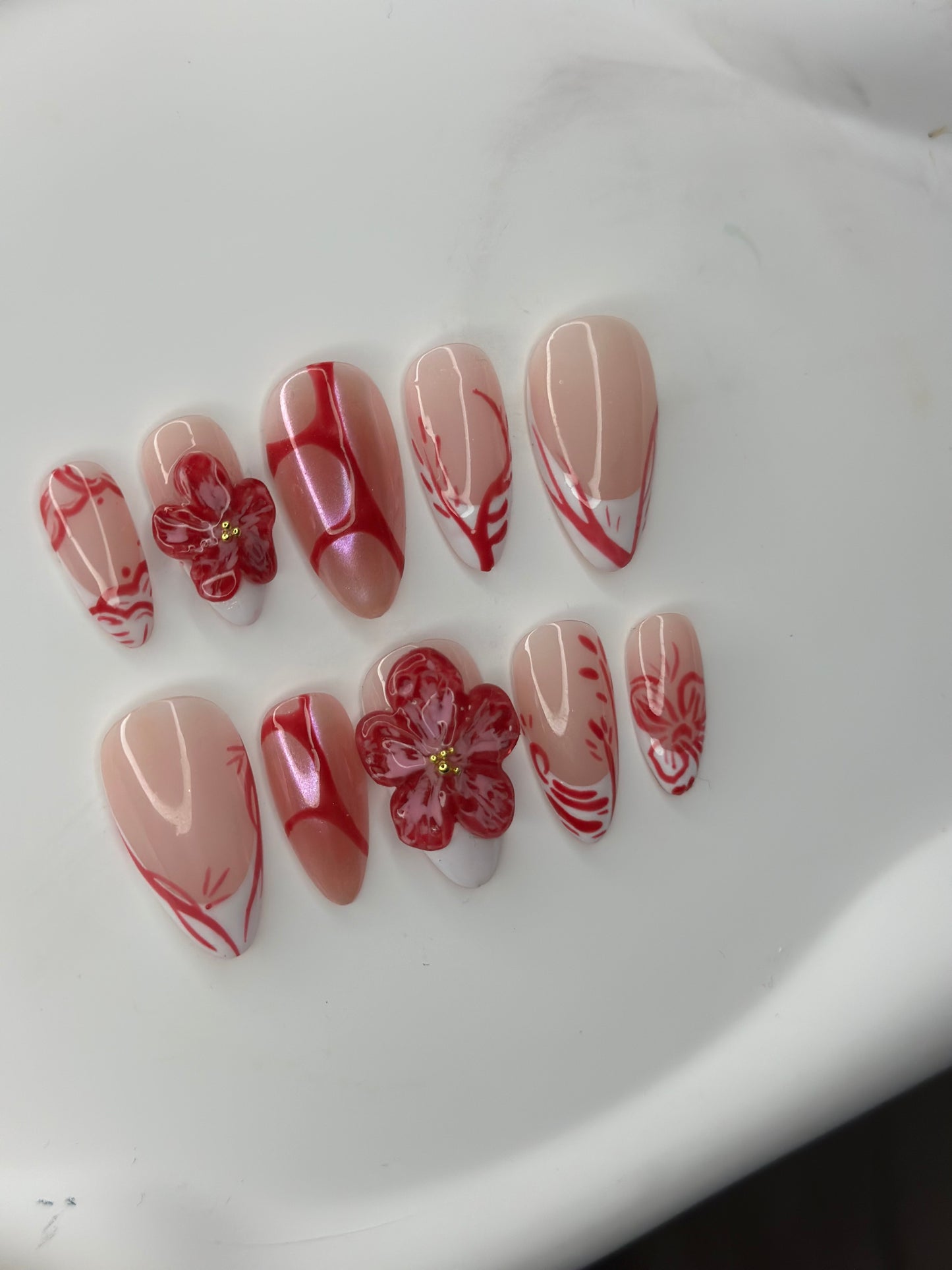 set fleur rouge